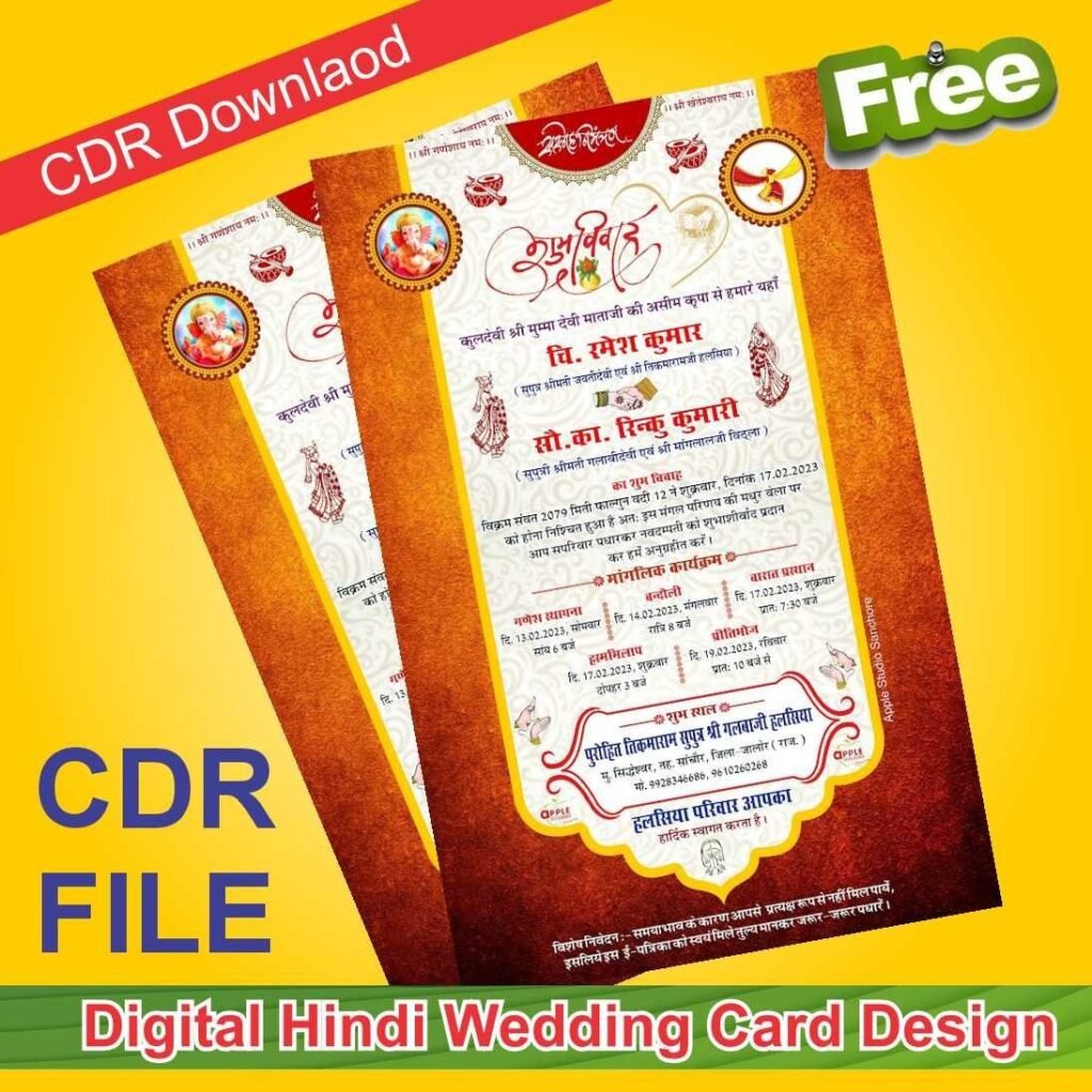 Hindu Wedding Invitation Card Editable CDR File – Pixmart